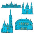 Budapest Hungary Colored Landmarks