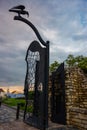 BUDAPEST, HUNGARY: Corvin Gate on St. George Square of Royal Palace of Budapest,with big black raven on top, symbolizing of King Royalty Free Stock Photo