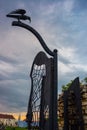 BUDAPEST, HUNGARY: Corvin Gate on St. George Square of Royal Palace of Budapest,with big black raven on top, symbolizing of King