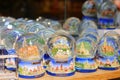 BUDAPEST, HUNGARY - DECEMBER 21, 2017: Christmas Snow Globe Souvenir from Budapest. Transparent Christmas Ball With Snow Inside