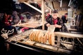 BUDAPEST, HUNGARY - 8 DECEMBER 2016: Langos street food vendor a