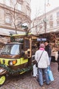 BUDAPEST, HUNGARY - DECEMBER 19, 2018: Tourists and local people enjoying the beautiful Christmas Market at St. Stephen's Square Royalty Free Stock Photo