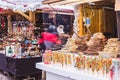 BUDAPEST, HUNGARY - DECEMBER 19, 2018: Tourists and local people enjoying the beautiful Christmas Market at St. Stephen Royalty Free Stock Photo