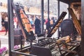 BUDAPEST, HUNGARY - DECEMBER 19, 2018: Tourists and local people enjoying the beautiful Christmas Market at St. Stephen Royalty Free Stock Photo