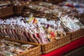 BUDAPEST, HUNGARY - DECEMBER 19, 2018: Tourists and local people enjoying the beautiful Christmas Market at St. Stephen Royalty Free Stock Photo