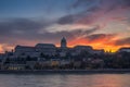 Budapest, Hungary - Dramatic sunset and colorful sky and clouds Royalty Free Stock Photo