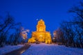 Budapest, Hungary - Elizabeth Lookout Erzsebet Kilato on the top of Janos Hill at blue hour Royalty Free Stock Photo