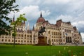 Budapest, Hungary: The equestrian horse and rider statue of the Hungarian nobleman and leader, Francis II Rakoczi, in front of the Royalty Free Stock Photo