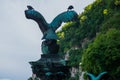 Budapest, Hungary: Bird sculpture. View of Gellert hill in Budapest Hungary