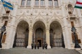 Budapest, Hungary: Ceremony of changing the guard in front of Hungarian Parliament Building