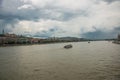 Budapest, Hungary: Church of St. Matthias, Fisherman`s Bastion, Calvinist Church. Beautiful landscape with a bridge on the Danube Royalty Free Stock Photo