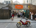 Budapest, Hungary/Europe; 03/07/2019: KaravÃÂ¡n Street Food, market with typical products next to Szimpla Kert in Budapest, Hungary