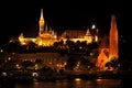 Budapest, Hungary - river Danube, Fisherman`s Bastion and church of St. Matthias scenic view at night Royalty Free Stock Photo