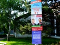 May 26 EU election day in Budapest, Hungary. political street banner ads