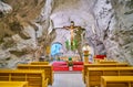 The altar of chapel in Gellert Hill Cave Church, on Feb 27 in Budapest, Hungary