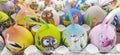 Colorful decorative ornamental handmade easter eggs for sale at farmer market Budapest Hungary