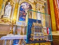 Reliquary of the Holy Right Szent Jobb, St Stephen`s Cathedral, on Feb 27 in Budapest, Hungary