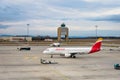 Iberia Airlines aircraft on runway of Budapest Ferenc Liszt International Airport. Royalty Free Stock Photo