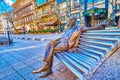 The monument to Imre Kalman, famous Hungarian composer located on Nagymezo Street at facade of Operetta Theater, on February 23 in