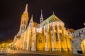 Night view of the Matthias Church in Budapest, Hungary. Royalty Free Stock Photo