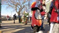 BUDAPEST, HUNGARY - FEBRUARY 01, 2020: People dressed as in an animal costume called as furry walking on the streets of Budapest d