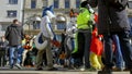 BUDAPEST, HUNGARY - FEBRUARY 01, 2020: People dressed as in an animal costume called as furry on a square of Budapest during the e