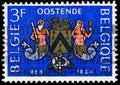 Stamp printed  in the Belgium shows Arms of Ostend Royalty Free Stock Photo