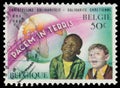 Stamp printed in Belgium shows children
