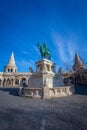 View of historical landmark Szent IstvÃÂ¡n szobra monumente located in the capitol of the country, shot taken during winter day