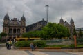 BUDAPEST, HUNGARY: Frontal view of Western Railway Station, Nyugati Palyaudvar