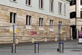 galvanized steel construction barricade, barrier and fence near the prime ministers office in Budapest