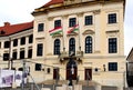 galvanized steel construction barricade, barrier and fence by the prime ministers office in Budapest