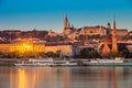 Budapest, Hungary - Golden hour in the morning at Buda side with the Buda Castle, St. Matthias church Royalty Free Stock Photo