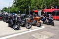 Budapest. Harley Davidson motorcycle convention. riders and large black bikes. June 2023