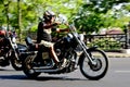 Harley rider in motion. motorcycle festival and convention in Budapest. 120th HD anniversary