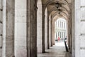 Budapest, Hungary. . Historic building, facade with columns and arched windows Royalty Free Stock Photo