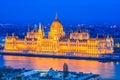 Budapest, Hungary - Hungarian Parliament Building and Danube Riv Royalty Free Stock Photo