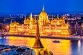 Budapest, Hungary - Hungarian Parliament Building and Danube Riv Royalty Free Stock Photo