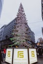 BUDAPEST, HUNGARY - January 01, 2018: The 'Fashion street' with Christmas decorations in Budapest, Hungary. Royalty Free Stock Photo