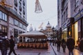 BUDAPEST, HUNGARY - January 01, 2018: The 'Fashion street' with Christmas decorations in Budapest, Hungary. Royalty Free Stock Photo