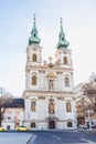 BUDAPEST, HUNGARY - January 17, 2019: Saint Anne Church, Hungarian Szent Anna templom on Batthyany Square in Budapest