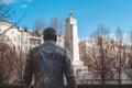 Budapest, Hungary - January 03, 2019: Statue of Ronald Reagan in front of The Soviet War Memorial at Liberty Square