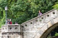 Two men walking at stairs to Fishermans Bastion in Budapest Royalty Free Stock Photo