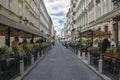 Budapest, Hungary- July 19, 2016: Lovely quiet street in Budapest