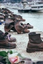 Holocaust in Europe. Shoes on the Danube Embankment in Budapest Royalty Free Stock Photo