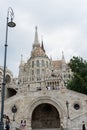 Budapest / Hungary - July 28 2019: Stairs and statues of the historic Fisherman's Bastion in Budapest city, Hungary. Group of