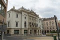 Budapest / Hungary - July 28 2019: theater in small roads of Budapest, Hungary. Baroque building in a city