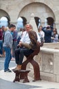 Falconer with his hawk in Budapest Royalty Free Stock Photo
