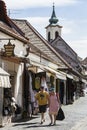 The streets of the tourist town of Szentendre with shops and restaurants. Royalty Free Stock Photo