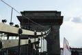 12.06.2019. Budapest, Hungary. A look on old the Chain Secheni Bridge and on an environment around it. The tourist place in Europe Royalty Free Stock Photo